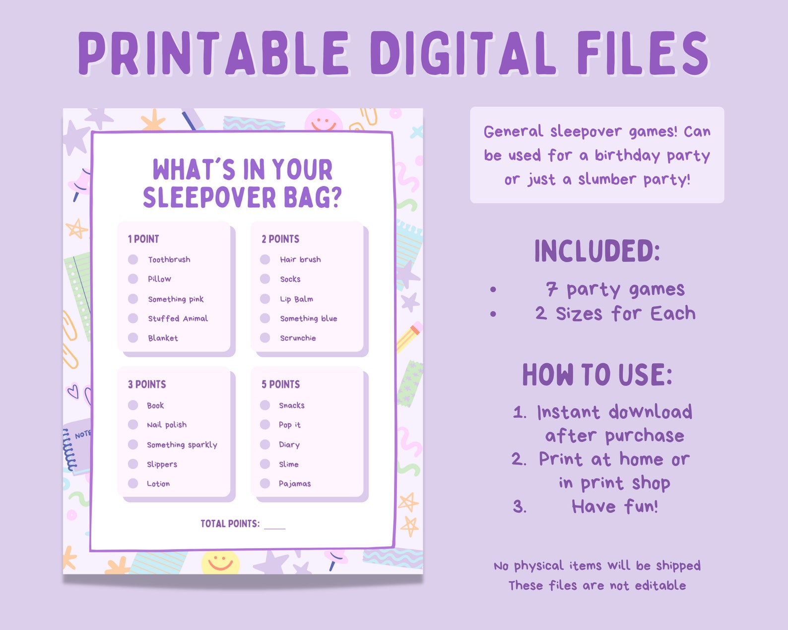 Slumber Party Games Bundle Girls Sleepover Games Tween - Etsy