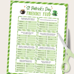 St Patrick's Day Friendly Feud Game, St Patrick's Day Trivia Quiz, St Patricks Day Family Feud, St Patricks Trivia Feud Game, St Pattys Feud image 5