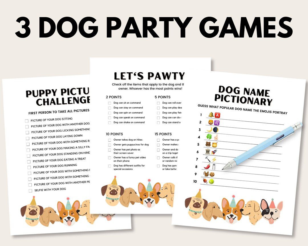 Dog Birthday Party Game Bundle Printable Dog Birthday Party Games Dog Birthday Party Game Bundle Printable Dog Birthday Party Games