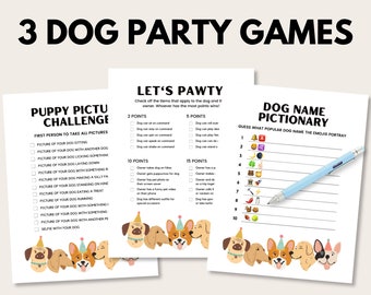 Dog Birthday Party Game Bundle, Printable Dog Birthday Party Games, Dogs 1st Birthday Party Favor, Puppy Pawty Favor, Puppy Birthday Party