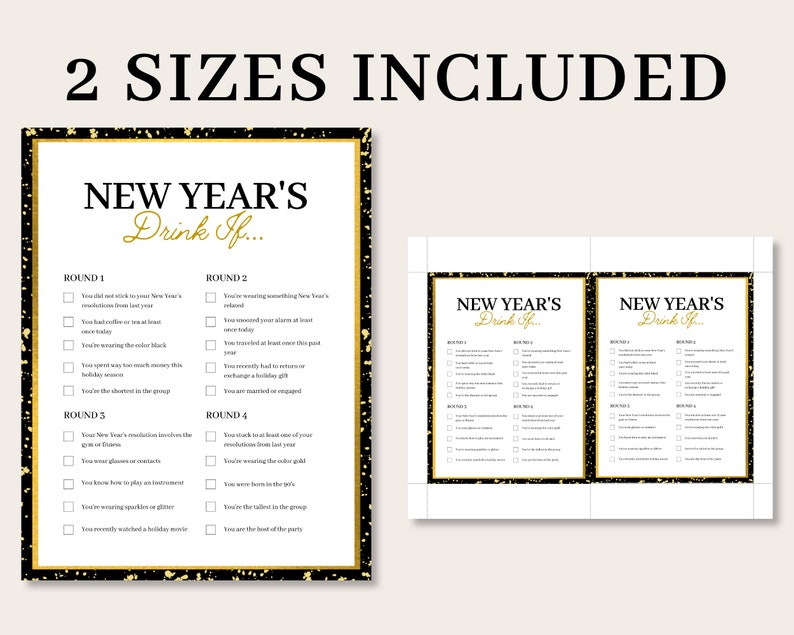 New Years Drink If Game New Years Eve Drinking Game New - Etsy
