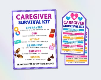 Caregiver Appreciation Gift Tag, Caregiver Survival Kit Tag, Thank You Caregiver Gift, Caregiver Appreciation Day Tag, Assisted Living Week