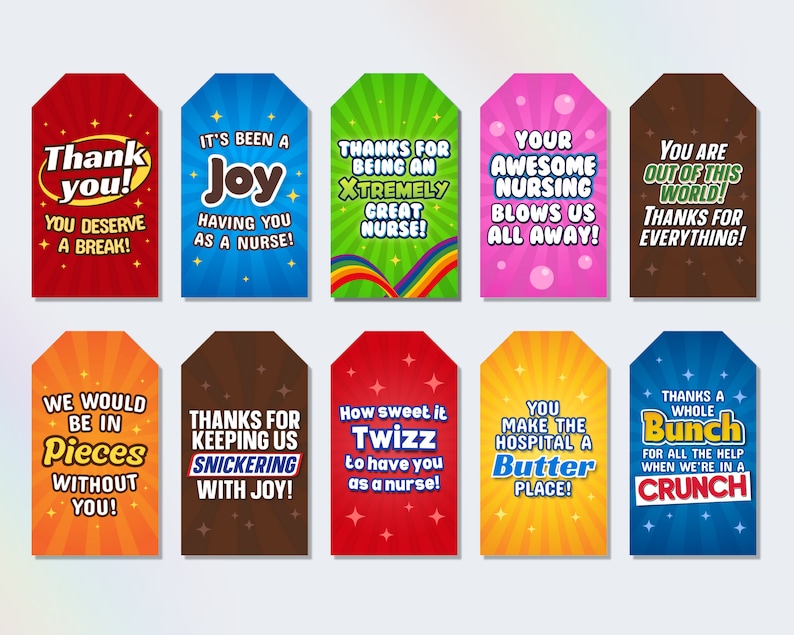 nurse appreciation gift tags, candy gift tags for staff appreciation, happy nurses week, thank you nurse tag, appreciation treat tag, candy bar gift tag, nurse appreciation candy gift tags, national nurse week, nurse thank you tag, gift for nurses