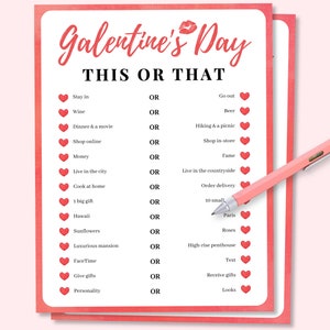 Galentines Day Dies oder jenes Spiel, Galentines Day Party Game, Valentinstag Partyspiel für Erwachsene, Damen Nachtspiele, Galentines Day Party Favor