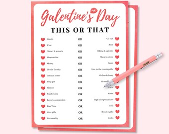 Galentines Day This Or That Game, Galentines Day Party Game, Adult Valentines Day Party Game, Ladies Night Games, Galentines Day Party Favor