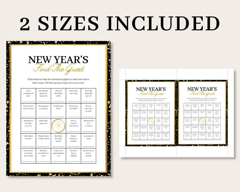 New Years Find the Guest Bingo New Years Mix and Mingle Game - Etsy