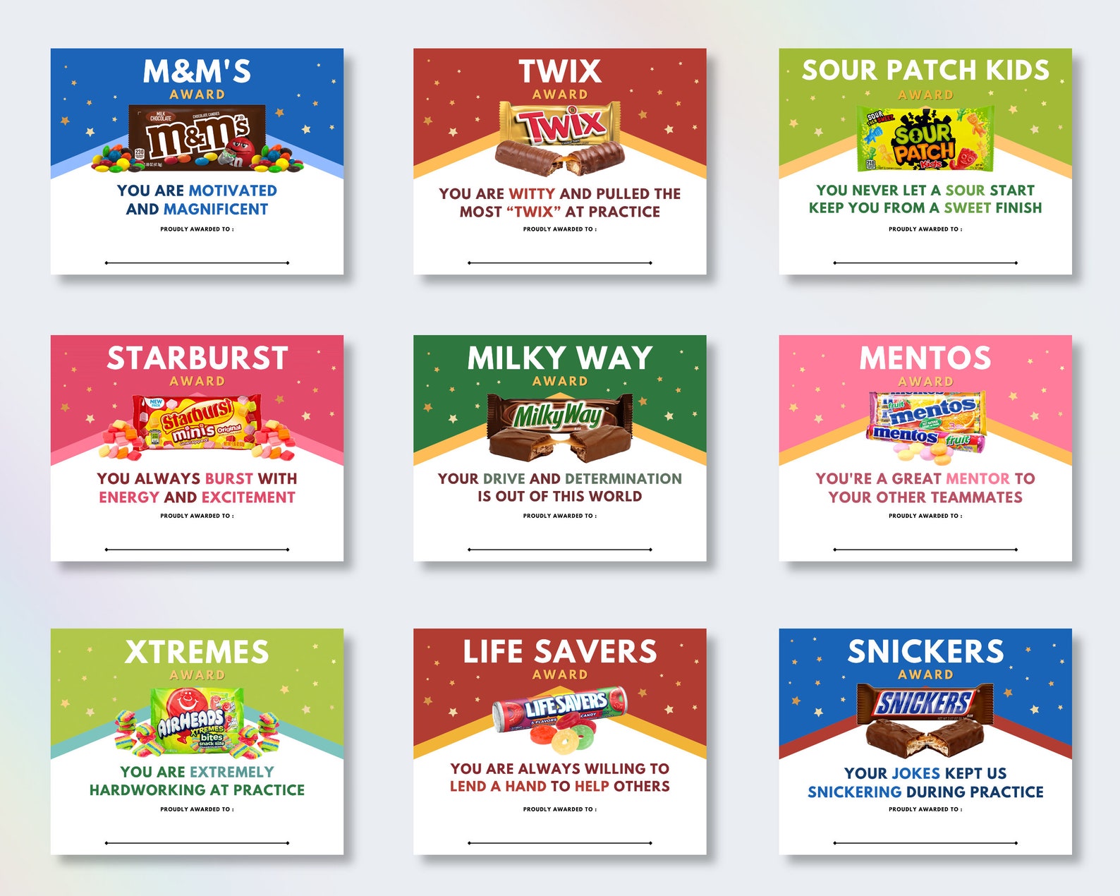 30 Sports Team Candy Bar Awards Sports Team Award Etsy UK