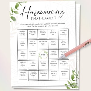 Housewarming Find the Guest, Housewarming Bingo, Housewarming Game, Housewarming Party Favor, New Home Party Game, Housewarming Party Game