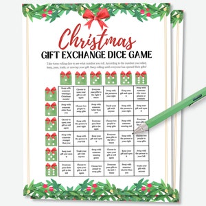 Christmas Dice Gift Exchange Game, Christmas Pass The Present Game, Christmas White Elephant Gift Swap Game, Holiday Gift Exchange Dice Game