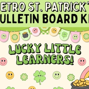 St Patricks Day Pinnwand Kit, Retro St Patrick Klassenzimmer Dekor, Frühling Pinnwand, März Pinnwand, Boho Klassenzimmer Tür Dekor