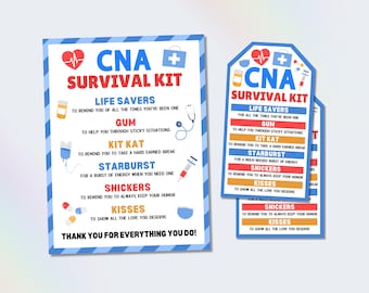 CNA Appreciation Gift Tag, Nursing Assistant Survival Kit Tag, Happy CNA Week Gift Idea, Thank You Nurse Gift, National CNA Week Treat Tag