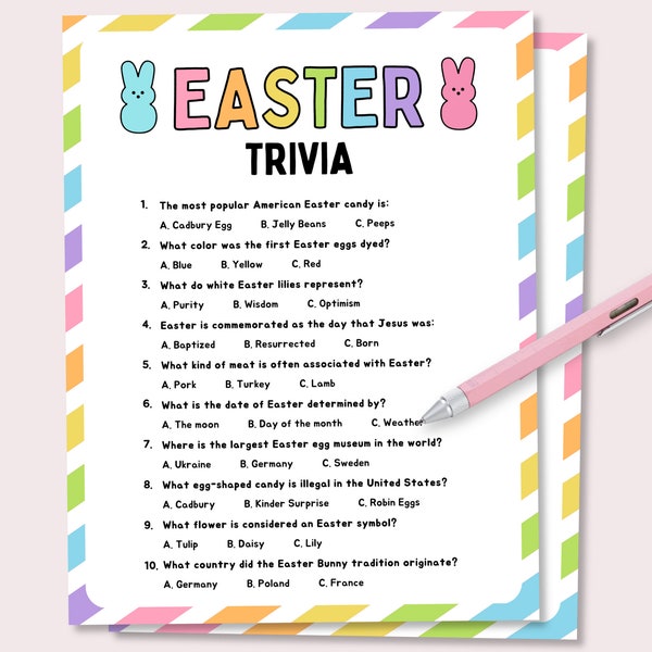 Easter Trivia Game, Easter Trivia Quiz, Printable Easter Party Game, Easter Friendly Feud Game, Easter Trivia Feud, Easter Family Game Night