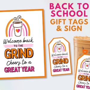 Back to School Coffee Gift Tag, Teacher Appreciation Donut Sign, Welcome Back Teachers Sign, First Day of School Staff Appreciation, PTO PTA