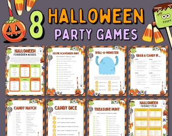 8 Halloween Games Bundle, Halloween Printable Game, Kids Halloween Party Games Bundle, Halloween Family Activities, Halloween Games for Kids
