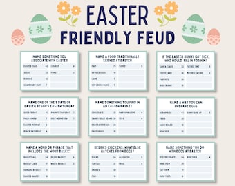 Easter Friendly Feud, Easter Family Feud Game, Easter Trivia Feud, Easter Trivia Game Night, Easter Party Game, Printable Easter Family Game