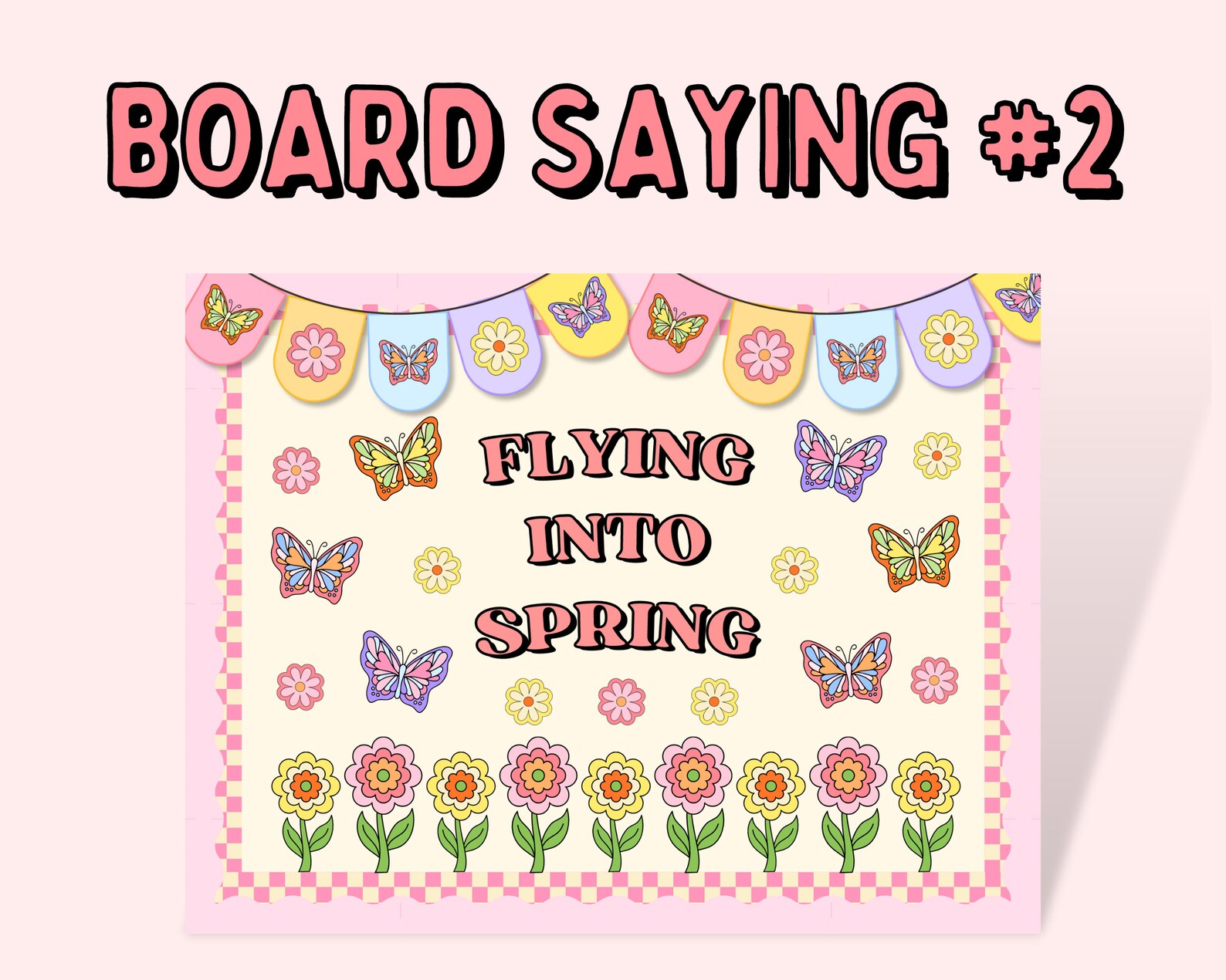 Spring Butterfly Bulletin Board Kit, Retro Spring Classroom Decor, Boho ...
