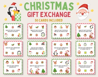 Christmas Gift Exchange Game, White Elephant Gift Exchange Cards, Holiday Gift Swap Game, Christmas Pass The Present, Christmas Party Game