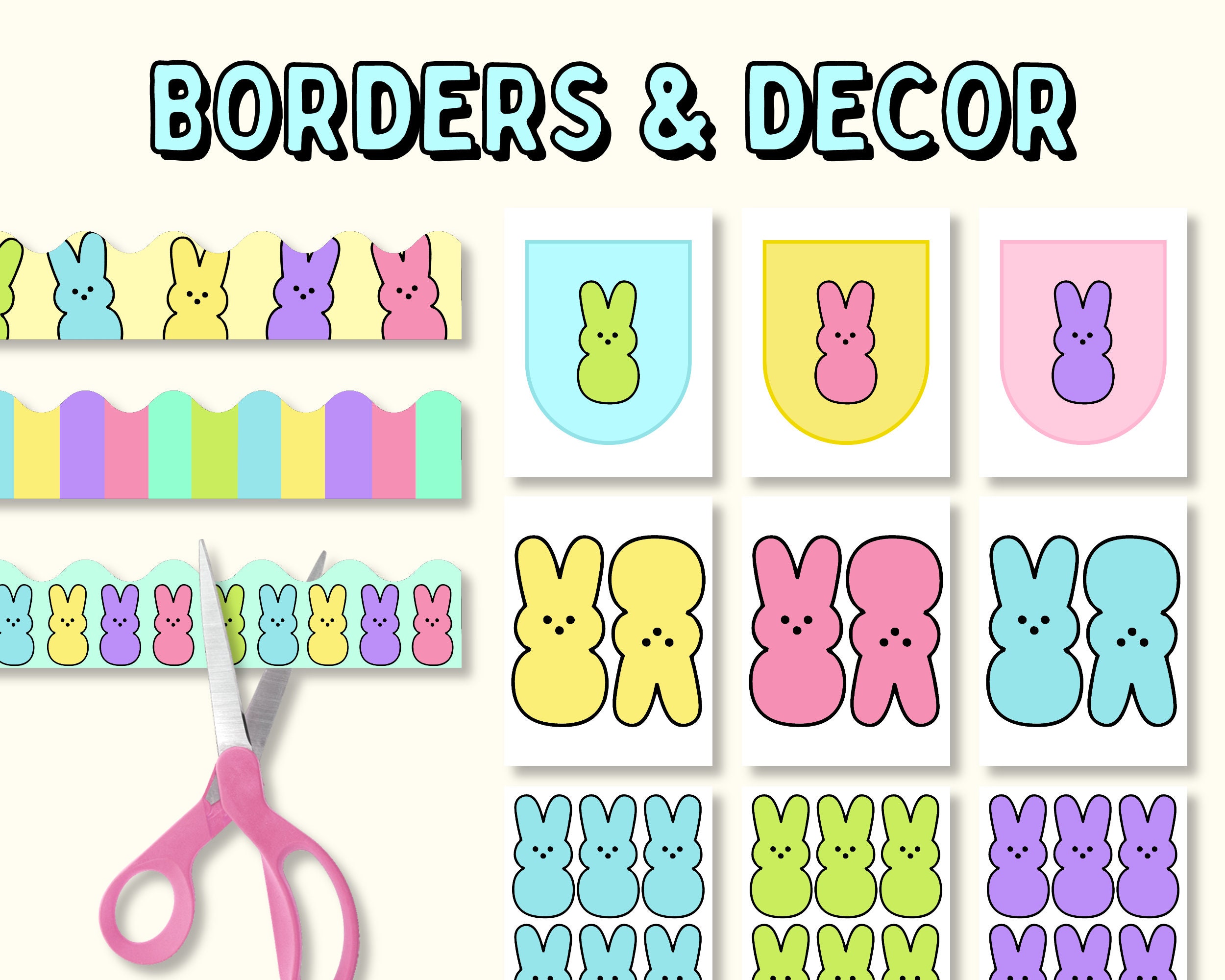 Easter Peeps Bulletin Board Kit, Spring Bulletin Board Kit, Easter ...
