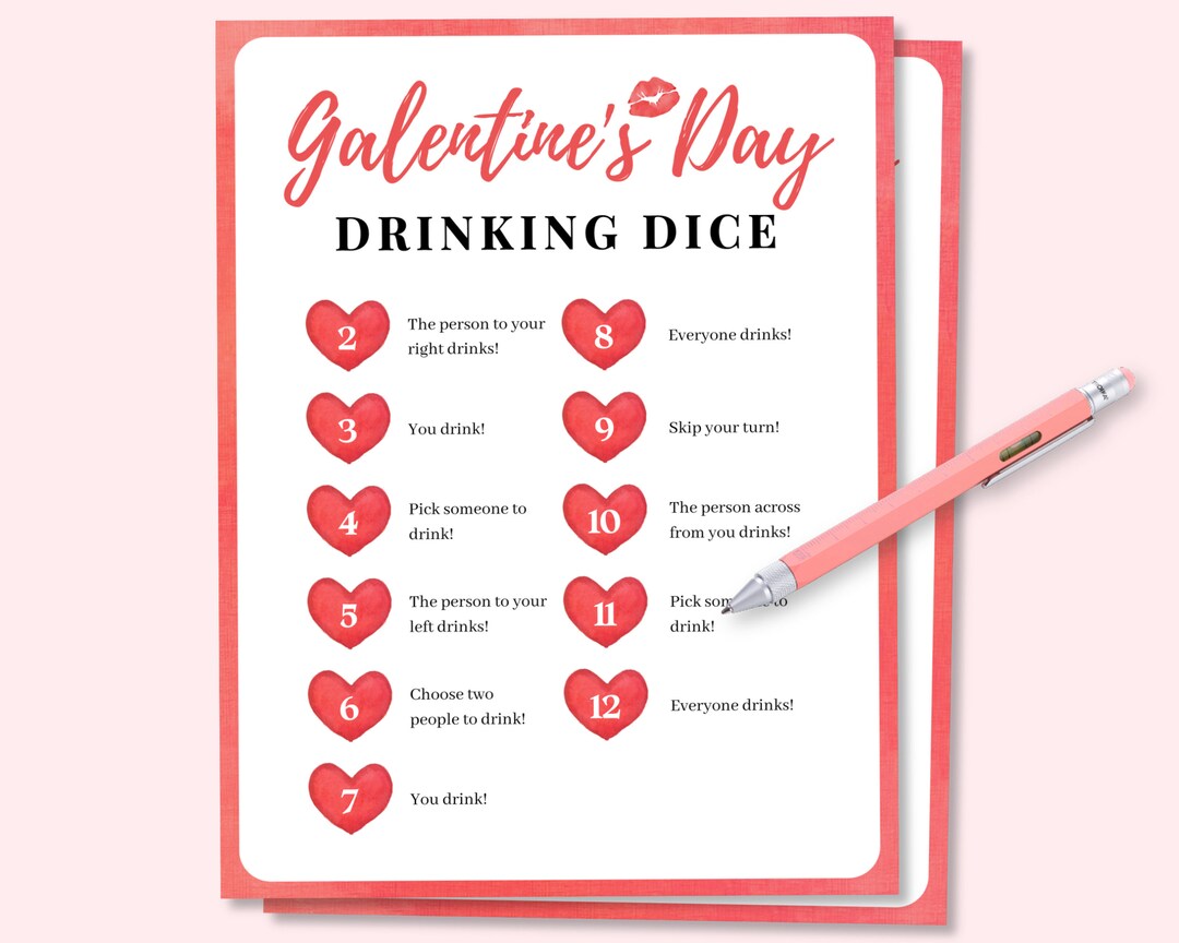 Galentines Day Dice Drinking Game, Galentines Day Party Game for Adults