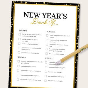 New Years Drink If Game, New Years Eve Drinking Game, New Years Eve ...