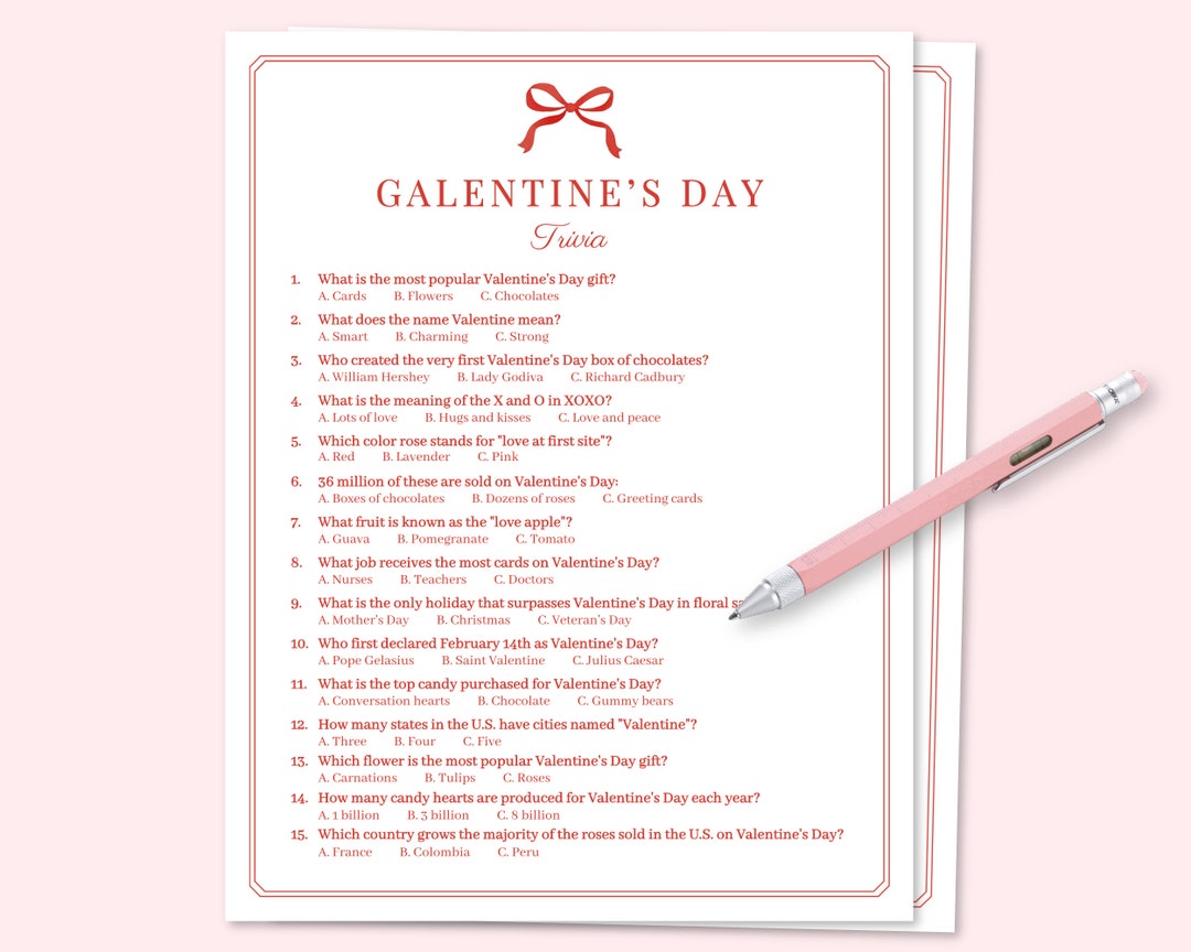 Galentines Day Trivia Game, Valentines Day Party Game, Galentines Day ...