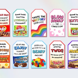 Printable good luck candy tags for sports team, DIY sports team treat ideas for kids, soccer team snack tags instant download, motivational candy gift tags for student athletes, basketball tournament good luck favors for kids, baseball team treat gift tags, softball game day gift tags printable, volleyball team encouragement gifts for girls, cheap team snacks for kids sports competitions, funny candy sayings, candy puns for kids, printable candy gift tags