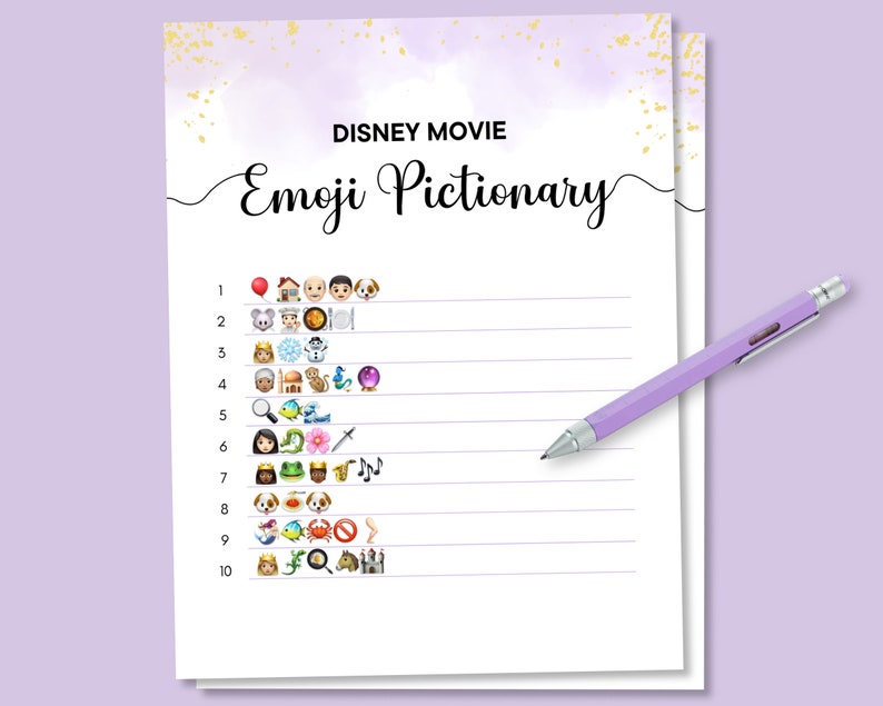 Disney Movie Emoji Pictionary Girls Birthday Party Games - Etsy