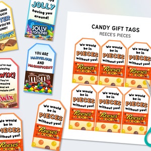 25 Appreciation Candy Bar Gift Tags Printable Candy Thank You - Etsy