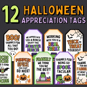 Halloween Appreciation Gift Tags, Halloween Staff Appreciation Tags, Thank You Gift Tag for Employee, Halloween Teacher Appreciation Tag