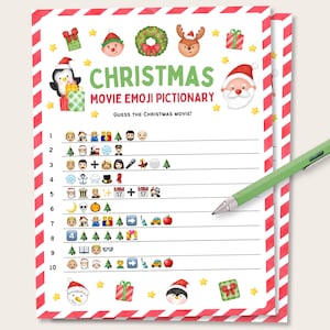 Christmas Movie Emoji Game, Christmas Emoji Pictionary, Kids Christmas Activity, Christmas Trivia Game, Christmas Movie Emoji Challenge