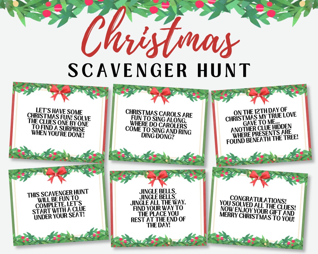Printable Christmas Scavenger Hunt for Kids, Christmas Treasure Hunt