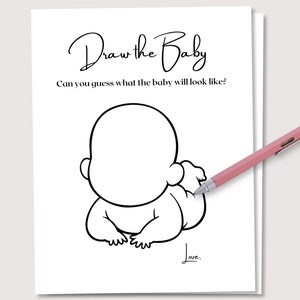 Draw The Baby, Gender Reveal Games, Baby Shower Games, Minimalist Baby Games, Gender Reveal Party Activity, Baby Shower Favor,Printable Game