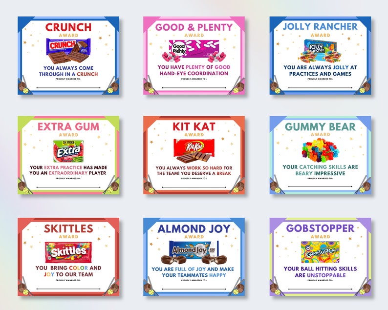 30 Softball Candy Bar Awards Softball Team Award Etsy