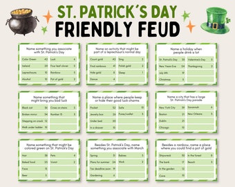 St Patrick's Day Friendly Feud Game, St Patrick's Day Trivia Quiz, St Patricks Day Family Feud, St Patricks Trivia Feud Game, St Pattys Feud