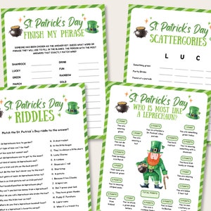 St Patrick's Day Party Game Bundle, Printable St Patricks Day Games, St Patricks Day Activity for Kids, St Pattys Day Party Games for Adults image 8