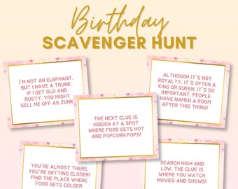 Meisje verjaardag speurtocht, tiener speurtocht, tiener preteen verjaardag schattenjacht, Sweet 16 speurtocht, Rose gouden verjaardag spel