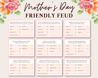 Mothers Day Friendly Feud, Mothers Day Family Feud, Mothers Day Trivia Game, Mothers Day Trivia Quiz, Printable Mothers Day Game