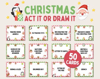 Christmas Charades for Kids, Christmas Party Game, Christmas Charades Ideas for Adults, Christmas Pictionary, Office Christmas Party Game