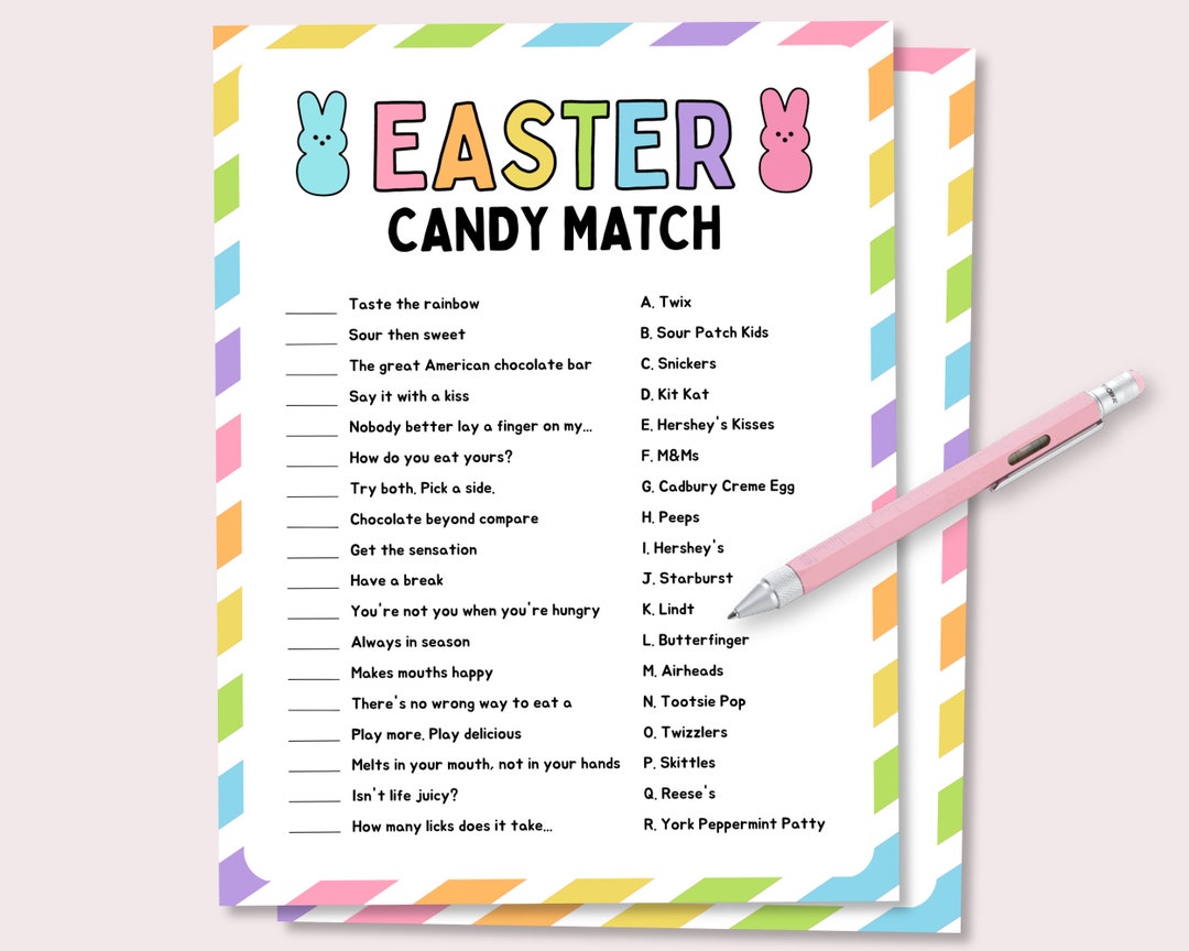 Easter Candy Match Up, Easter Candy Quiz, Easter Classroom Activity