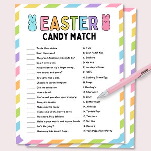 Easter Candy Match Up, Easter Candy Quiz, Easter Classroom Activity, Kids Easter Quiz, Easter Activity for Kids, Easter Candy Game for Kids