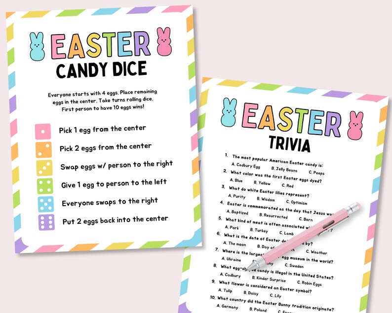 Easter Party Games Bundle, Easter Family Games, Printable Easter Party Games, Easter Classroom Activities for Kids, Easter Trivia Feud Game zdjęcie 4