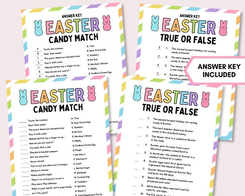 Easter Party Games Bundle, Easter Family Games, Printable Easter Party Games, Easter Classroom Activities for Kids, Easter Trivia Feud Game image 8