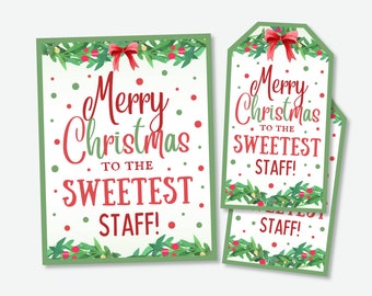 Christmas Employee Appreciation Gift Tag, Christmas Thank You Tags, Christmas Tags for Coworkers, Staff Appreciation Treat Tags for Employee