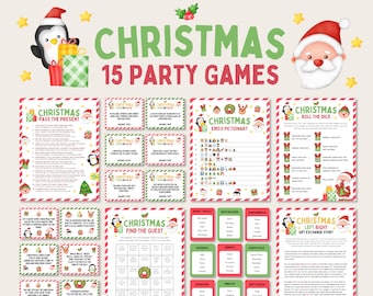 15 Christmas Games Bundle, Family Christmas Party Games , Christmas Office Party Games, Holiday Party Games, Christmas Family Feud Trivia