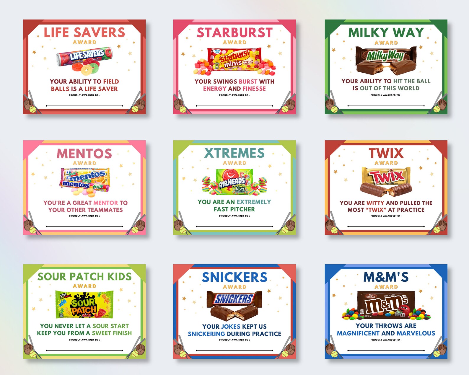 30 Softball Candy Bar Awards Softball Team Award Etsy