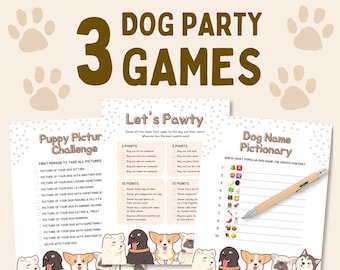 Dog Birthday Party Games, Printable Dogs First Birthday Party Games, Puppy Birthday Party Decor, Dog Birthday Printable Game, Dog Pawty Game