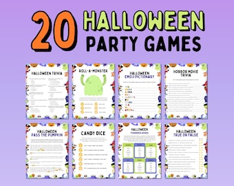 20 Halloween Printable Games Bundle, Kids Halloween Party Games, Halloween Kids Activities, Halloween Family Games, Halloween Games for Kids