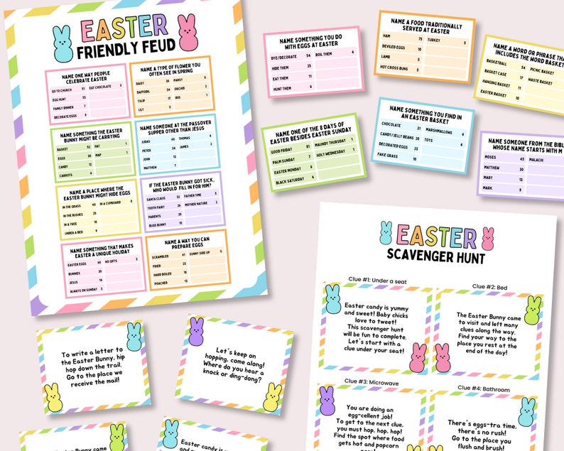 Easter Party Games Bundle, Easter Family Games, Printable Easter Party Games, Easter Classroom Activities for Kids, Easter Trivia Feud Game image 5