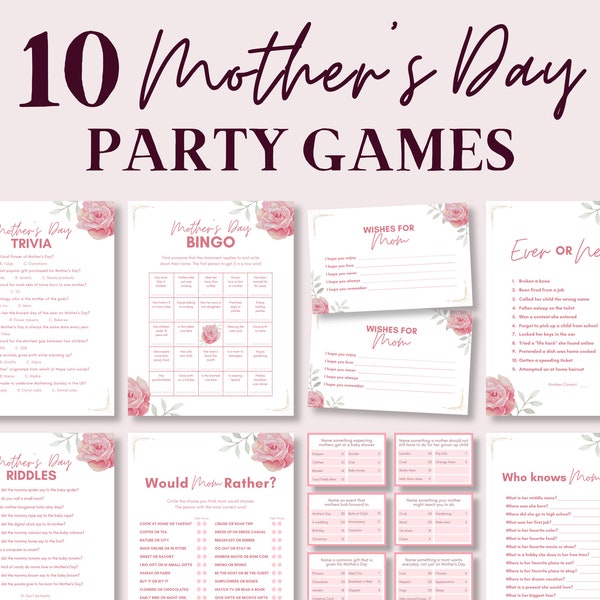 Mothers Day Game Bundle, Mothers Day Printable Game, Mothers Day Party Game, Mothers Day Trivia Feud, Mother Day Brunch Ideas, Games for Mom