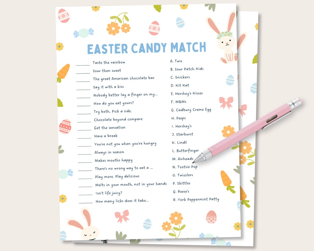 Easter Candy Match Up Easter Candy Quiz Easter Candy Game Etsy